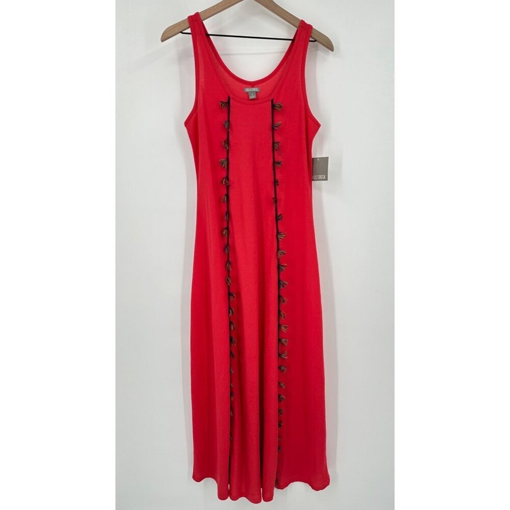 Falls Creek Maxi Dress Women Small Orange Sleeveless Colorful Tassel Detail NWT